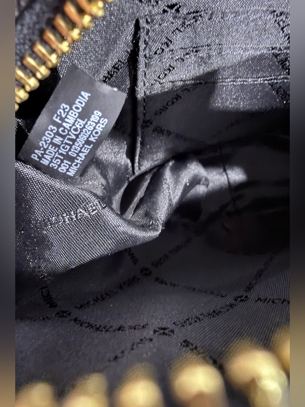 Michael Kors Black Oval Saffiano Crossbody with Gold Logo - Picture 5 of 5